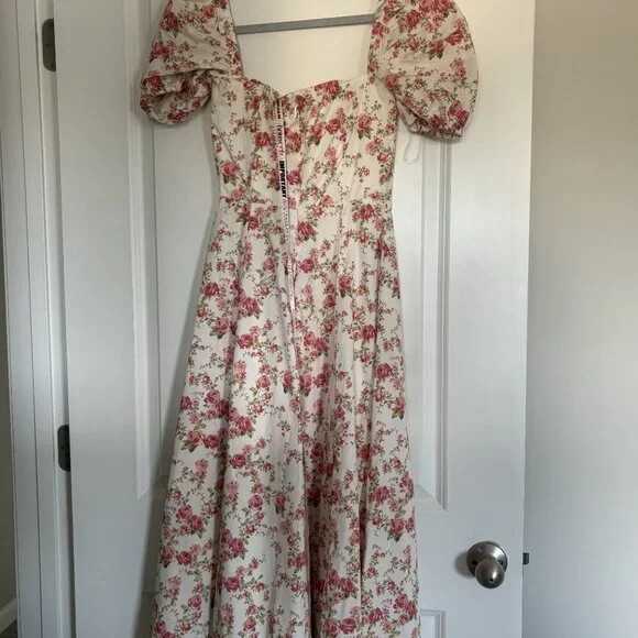 House of CB Tallulah Milk Maid Rose Print Midi Dress Small - Picture 4 of 5